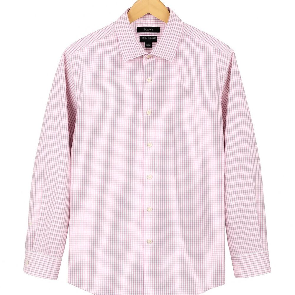 Banana Republic Slim Fit Dress Shirt XXL Pink Check Non Iron 100% Cotton